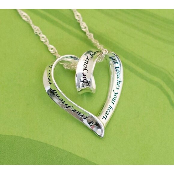 Vintage Sterling Silver Intricate Heart Necklace 18 inch - W8 - Picture 1 of 3